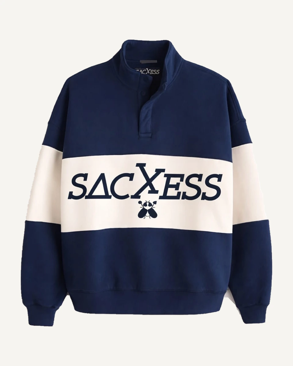 SACXESS Snap Mockneck in Navy.